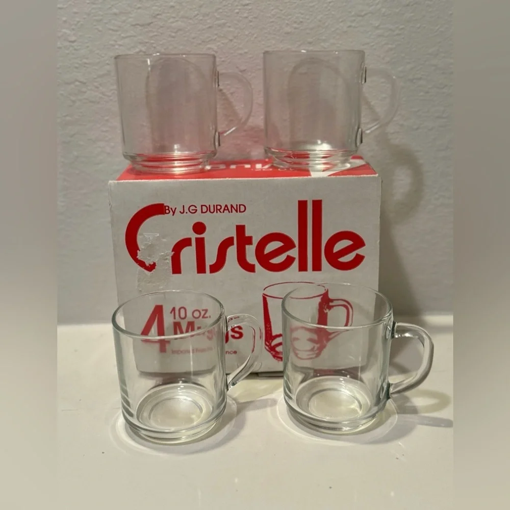 Vintage JG Durand French Cristelle Coffee/Tea Cup (Set of 4) Break Resistant - Picture 1 of 10